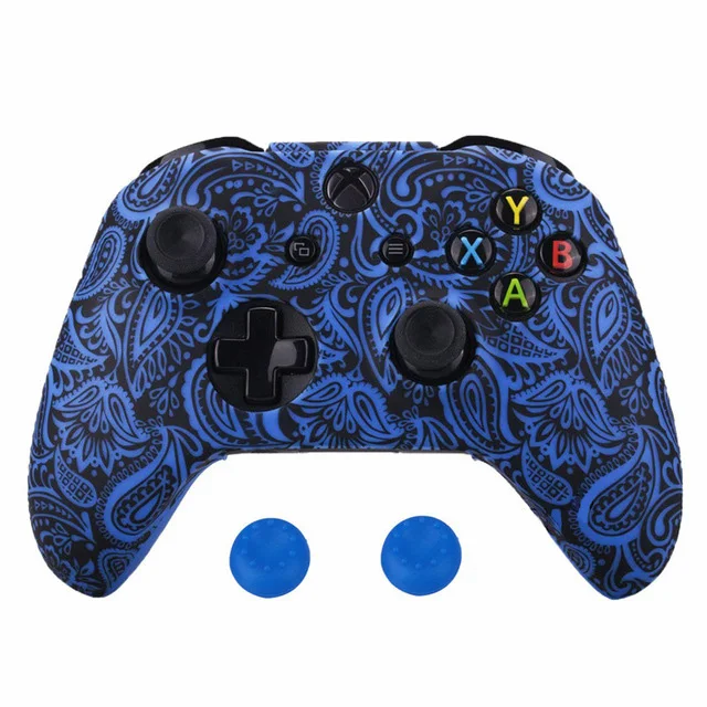 blue leaf Силиконовый защитный чехол ZOMTOP для Xbox One X S, защитный чехол для контроллера, камуфляжный чехол с принтом для переноса воды - Цвет: blue leaf