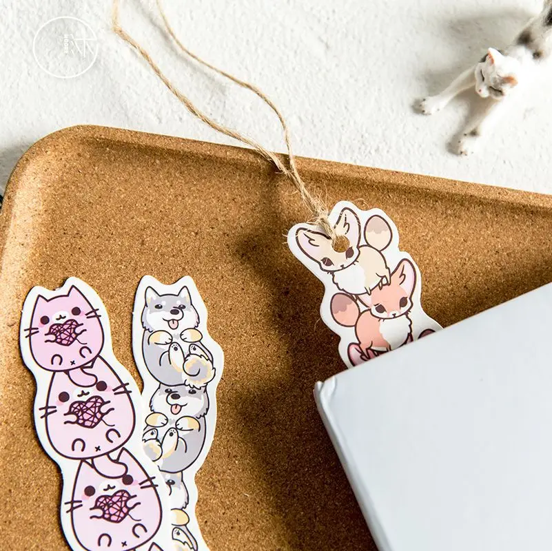 30 шт. Симпатичные забавные закладки в виде животных Kawaii бумажный держатель для