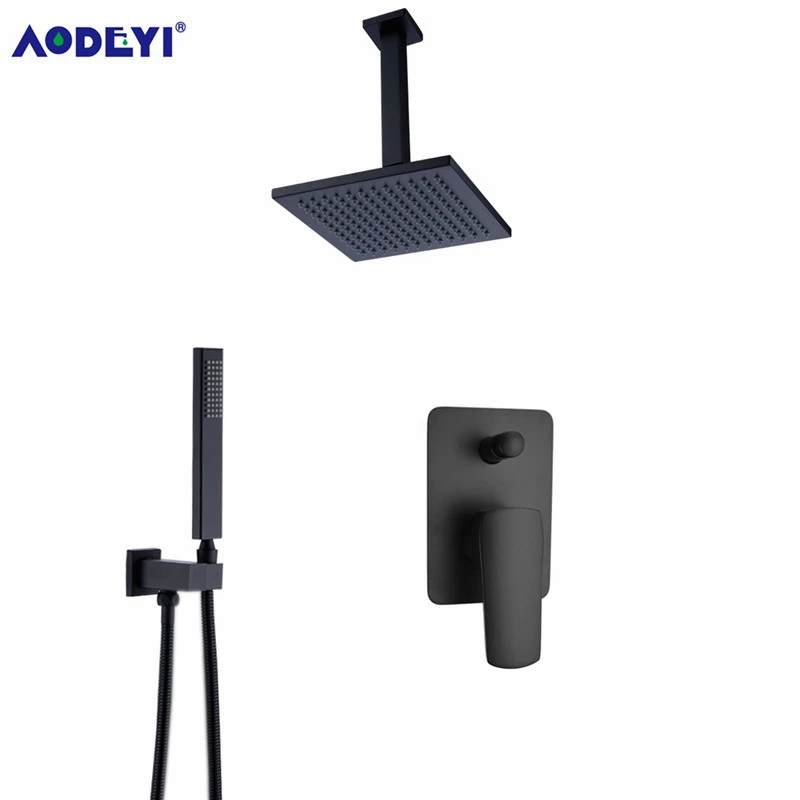 Латунный квадратный черный набор для душа 8 дюймов насадка потолочный смеситель