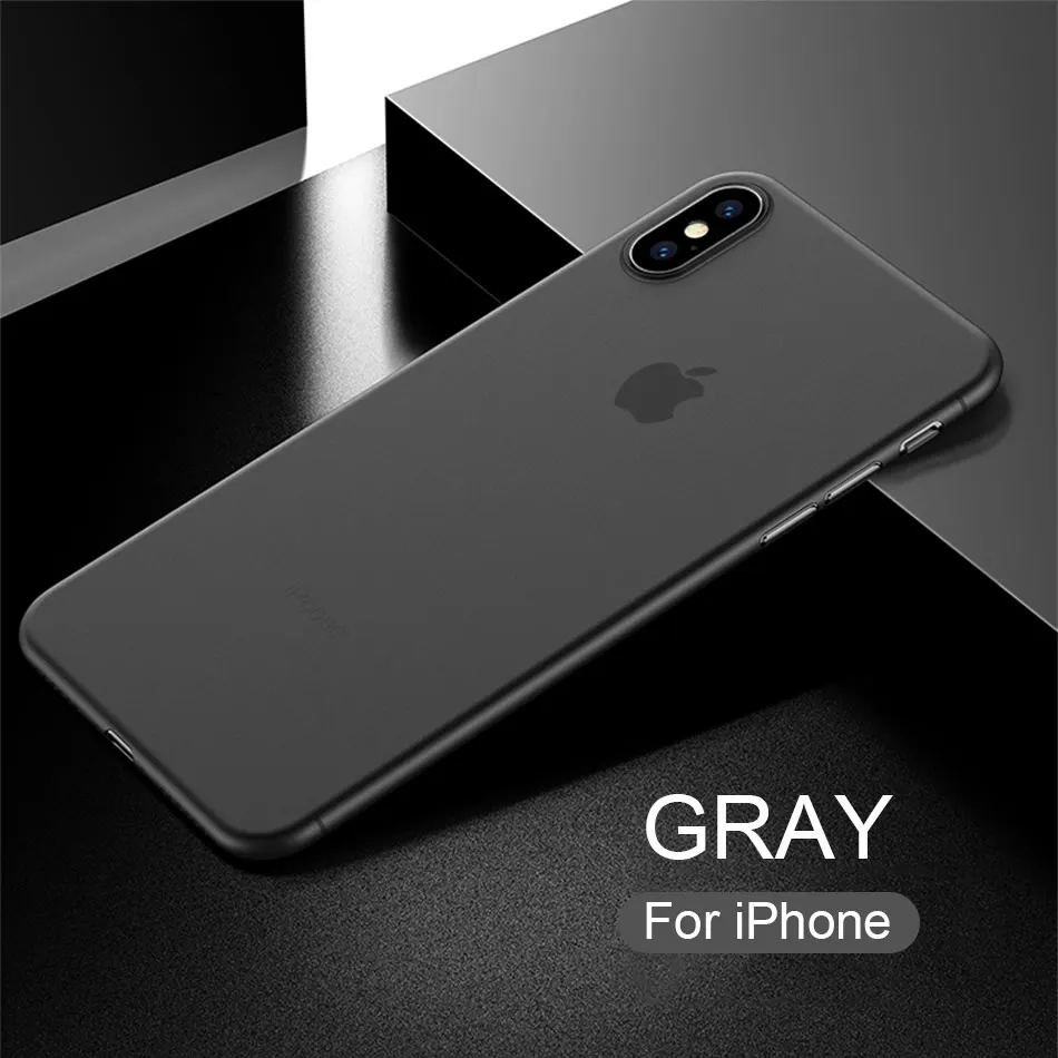 Gray 0,4 мм ультра тонкий PP мягкий чехол для iphone X XR XS Max полный противоударный чехол для iphone 6 6s 7 8 PLus матовый защитный чехол - Цвет: Gray