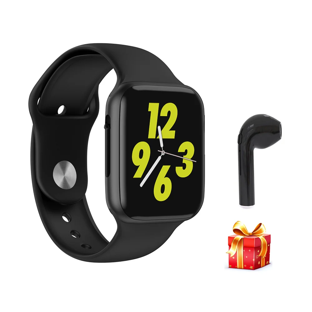 Black with earpone KIWITIME LITE Смарт-часы 44 мм часы 4 Чехол сердечного ритма для apple iPhone Android телефон IWO 8 дешевле IWO 10 обновленная версия - Цвет: Black with earpone