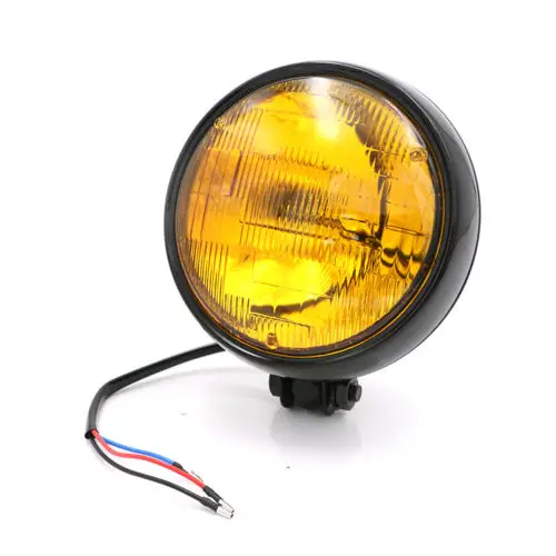 

Universal Black Motorcycle Bates Style Metal Bottom Mount Headlight Lamp Chopper Bobber Cafe Racer