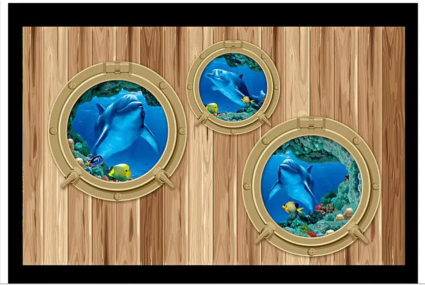

Индивидуальные 3d обои, 3d потолочные обои, фрески, дельфин, Акула, деревянные потолочные Френки, красота, искусство