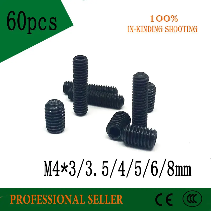 

60pcs M4*3/3.5/4/5/6/8 mm Metric Thread groove Black Hex Fastener Socket Cap Head Screws Carbon Steel Screws Nut Headless Nuts