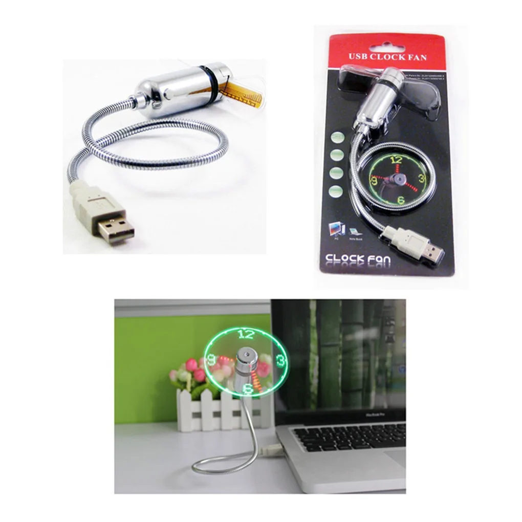 Портативный мини USB вентилятор время часы гаджеты гибкий светодиодный кулер для ноутбука ПК ноутбук регулируемый дисплей времени вентилятор охлаждения