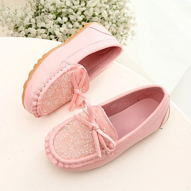 HITOMAGIC Children Shoes Girls Female Footwear With Rhinestones Bow Spring Summer Autumn Breathable Casual Kids Peas Shoe | Детская