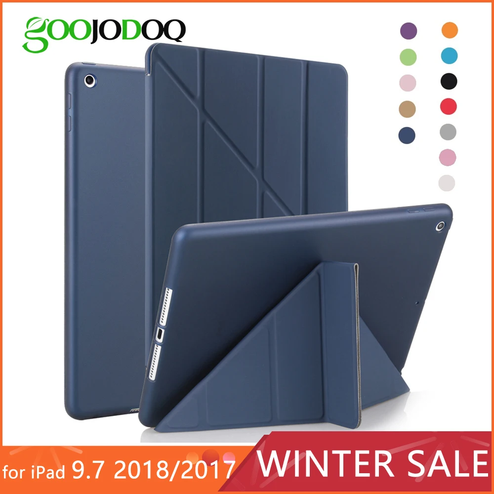 Чехол для iPad 9.7,чехол для планшета Для Нового iPad 9.7 дюймов Случае [силиконовый ТПУ Мягкая Назад] смарт Крышки PU Кожаный Ultra Slim Mulitiple Подставка для Apple A1822/A1823