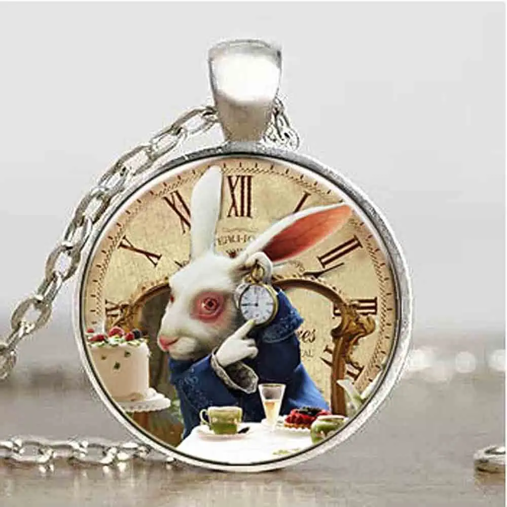 Movie Alice In Wonderland Rabbet карманные часы кулон времени очарование стимпанк ожерелье