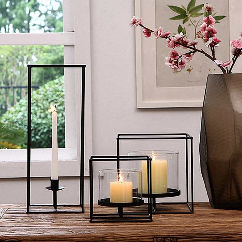 

PINNY European Modern Simplicity Geometric Candle Holders Metal European Decorative Candle Stand Wedding Gift Tabletop Decor