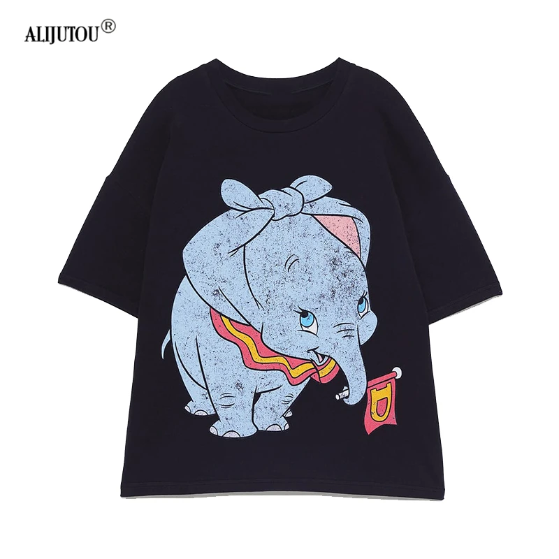 Zaroing 2019 футболка женская весна лето Dumbo Повседневная хлопковая Футболка с круглым