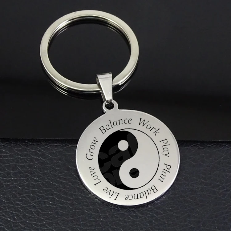 Прямая поставка брелок Инь Янь с надписью Work Play Plan Balance Live Love Grow ювелирные изделия