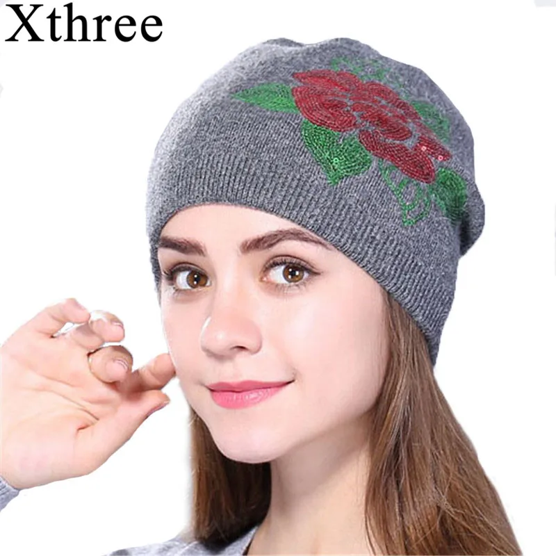 Женская кашемировая зимняя шапка Xthree вязаные шапочки облегающие шапки для