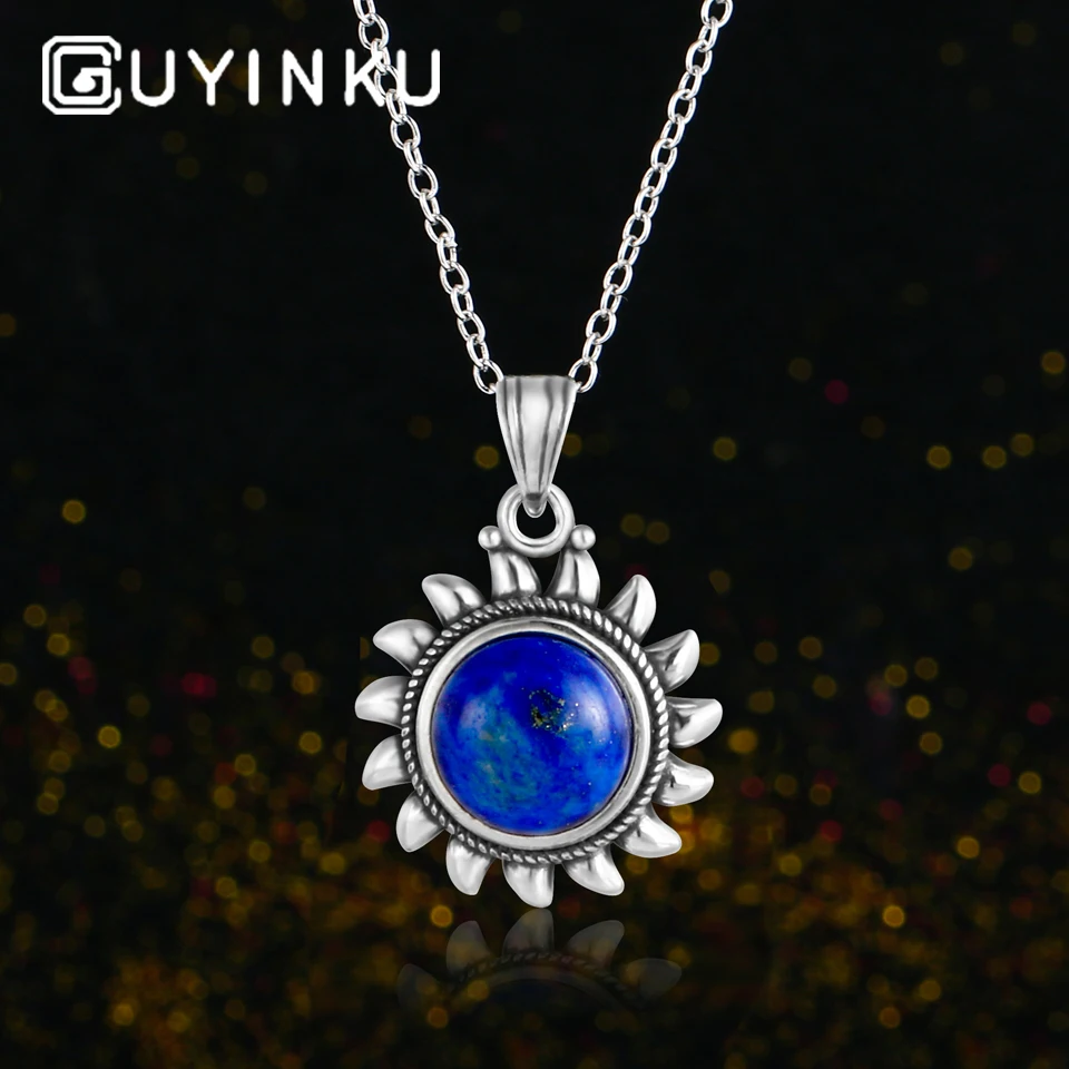 GUYINKU, S925 Стерлинговое Серебро, ювелирное изделие, натуральный фиолетовый дракон, кристалл, лунный камень, солнцезащитное ожерелье, подвеска, для помолвки, вечерние, подарок