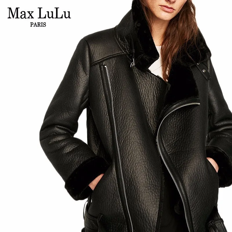 Max LuLu Роскошная испанская брендовая утепленная женская куртка из искусственной кожи, зимняя женская меховая куртка, Женская Байкерская одежда, Chaqueta De Cuero