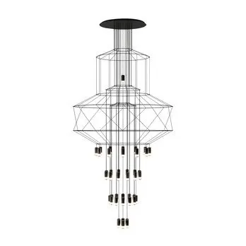 43 heads D90xH300cm Современный скандинавский 110 В 220 в 240 В светодиодный подвесной светильник черного цвета с проволочной оплеткой, лампа для лестничной клетки, холла, холла, 3 метра, с кабельным потоком, черная Подвесная лампа - Цвет корпуса: 43 heads D90xH300cm