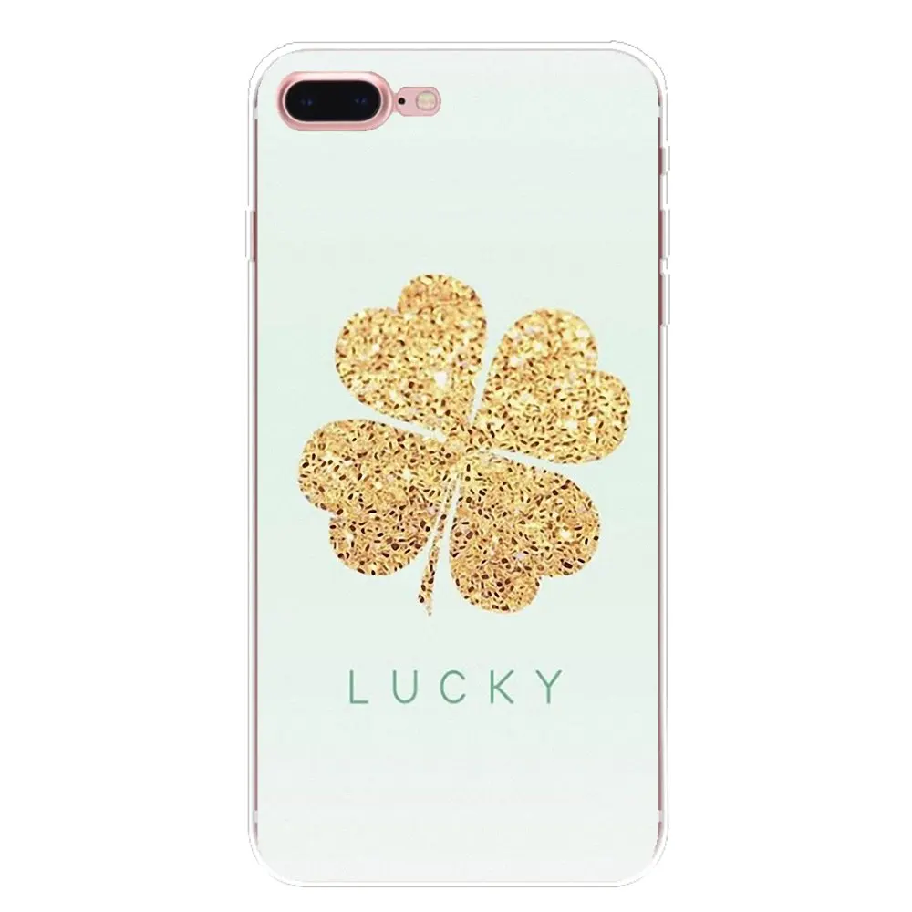 Четырехлистного клевера Лаки листья дизайн обложки для iPhone XS Max XR X 4 4S 5 5S 5C SE 6 S 7 8
