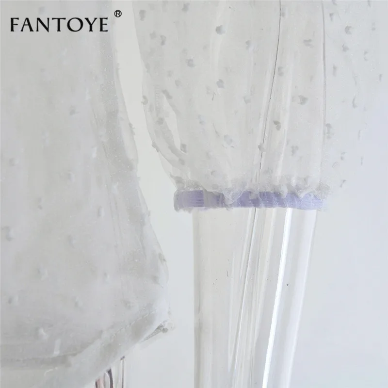 Fantoye, Весенняя новинка, женская шифоновая блузка, рубашка, сексуальная, прозрачная, сетка, бисер, с пышными рукавами, женские офисные рубашки, женская блуза, наряды