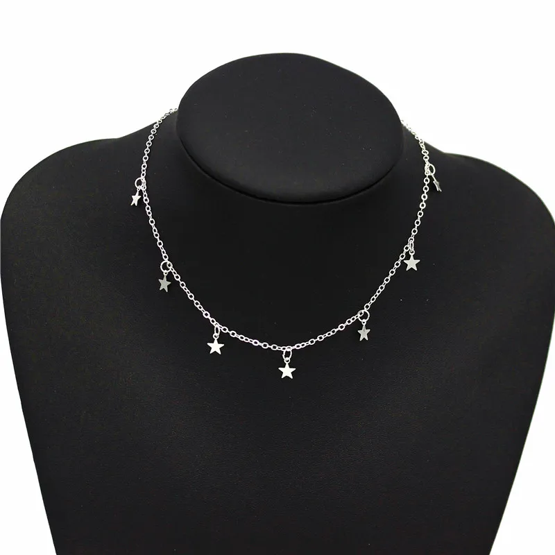 LUSION Boho женский чокер золотая, Серебряная цепочка чокер со звездой подвеска с деревянной вставкой Kolye Bijoux Collares Mujer Collier Femme подарок