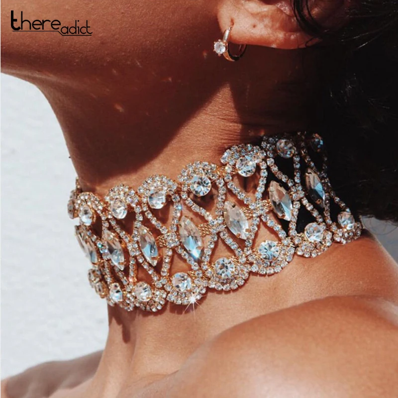 Полые Стразы массивное ожерелье новинка 2018 модное колье для женщин ювелирные