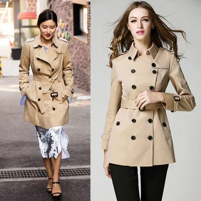 

New Solid Color Waterproof Double-breasted Trench B9