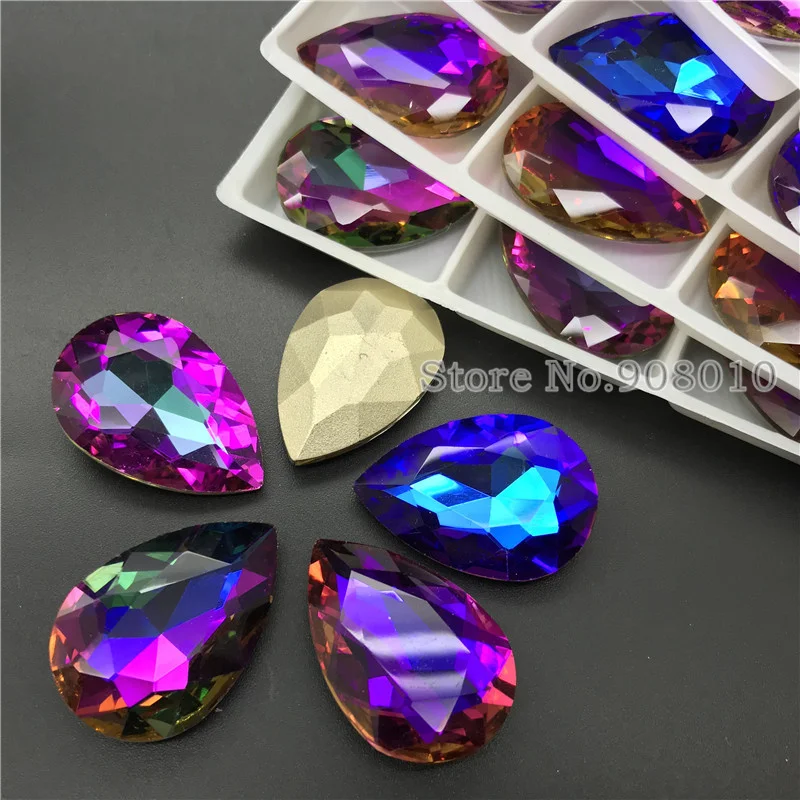 TopStone Drop Shape Glass Стразы New Volcano Colors Teardrop Crystal СТРАЗА под Камень Diamond 14x10 18x13 25x18 30x20