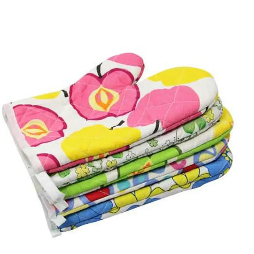 Разноцветные хлопковые перчатки для кухни микроволновки варежки коврик горшка