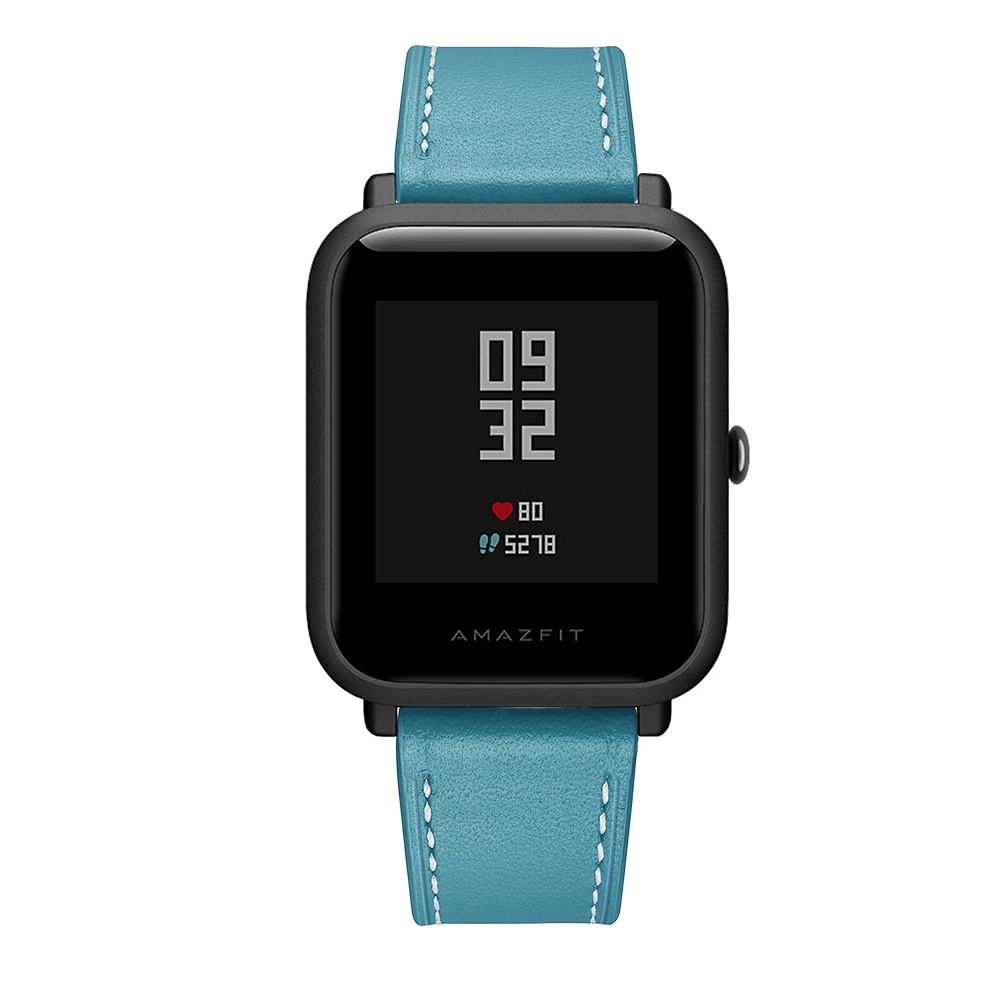 AMAZFEEL 20 мм ремешок из натуральной кожи для Xiaomi Huami Amazfit Bip BIT Смарт-часы браслет для Xiaomi Amazfit ремешок 6 цветов