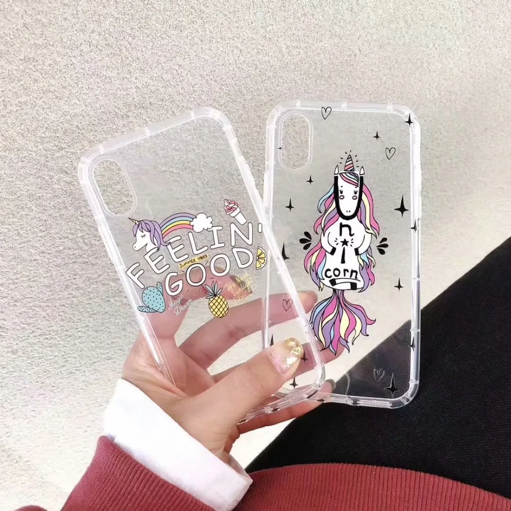 Милый Радужный Единорог ТПУ чехол для телефона iPhone XS Max мягкий TPU XR X 8 7 6 S Plus |