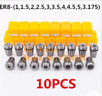

Free Shipping 10pcs ER8 1mm to 5mm Precision Collet Chuck Set Spring Collet Chuck For CNC Milling Machine Engraving Lathe Tool