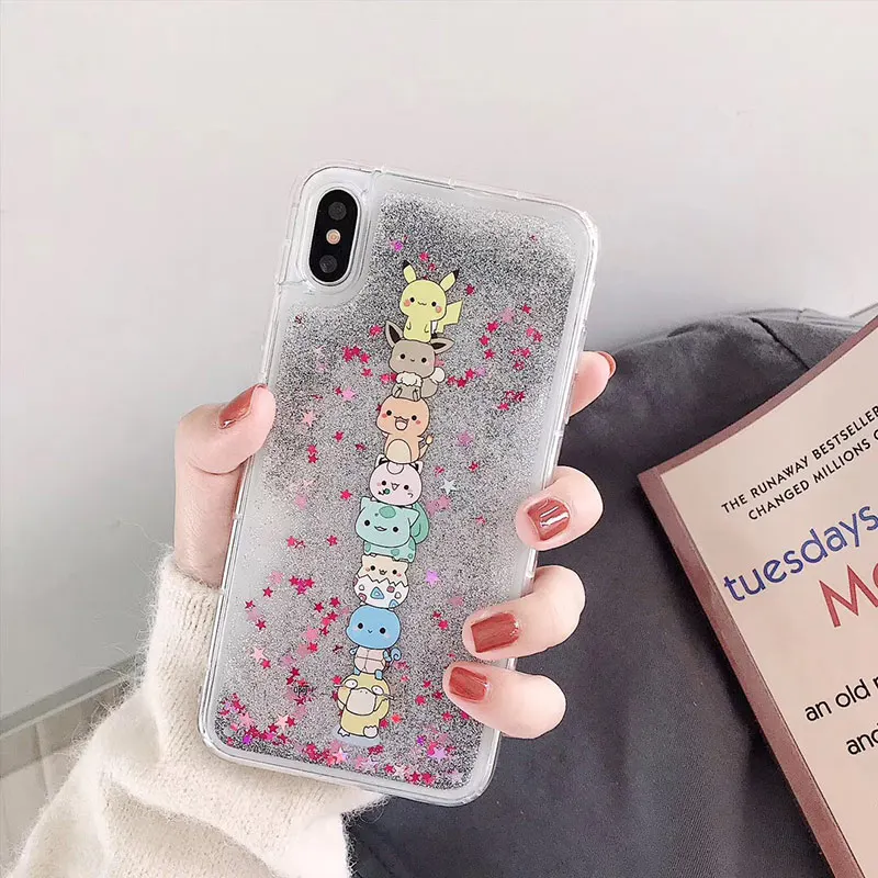 Японские Мультяшные милые телефонные чехлы для iPhone XS MAX XR 6 6s 7 8 Plus для iPhone 11 ProMax Quicksand блестящая мягкая задняя крышка Funda - Цвет: 2