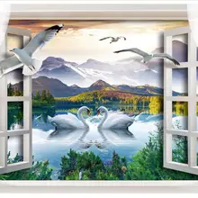 3d обои фрески для стен 3 d стерео окно пейзаж озеро ТВ установка