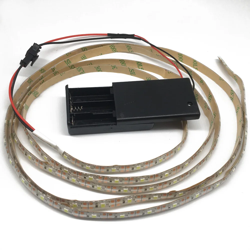 Светодиодная лента на батарейках 3528 SMD с батарейным отсеком белый RGB 0 5 м 2