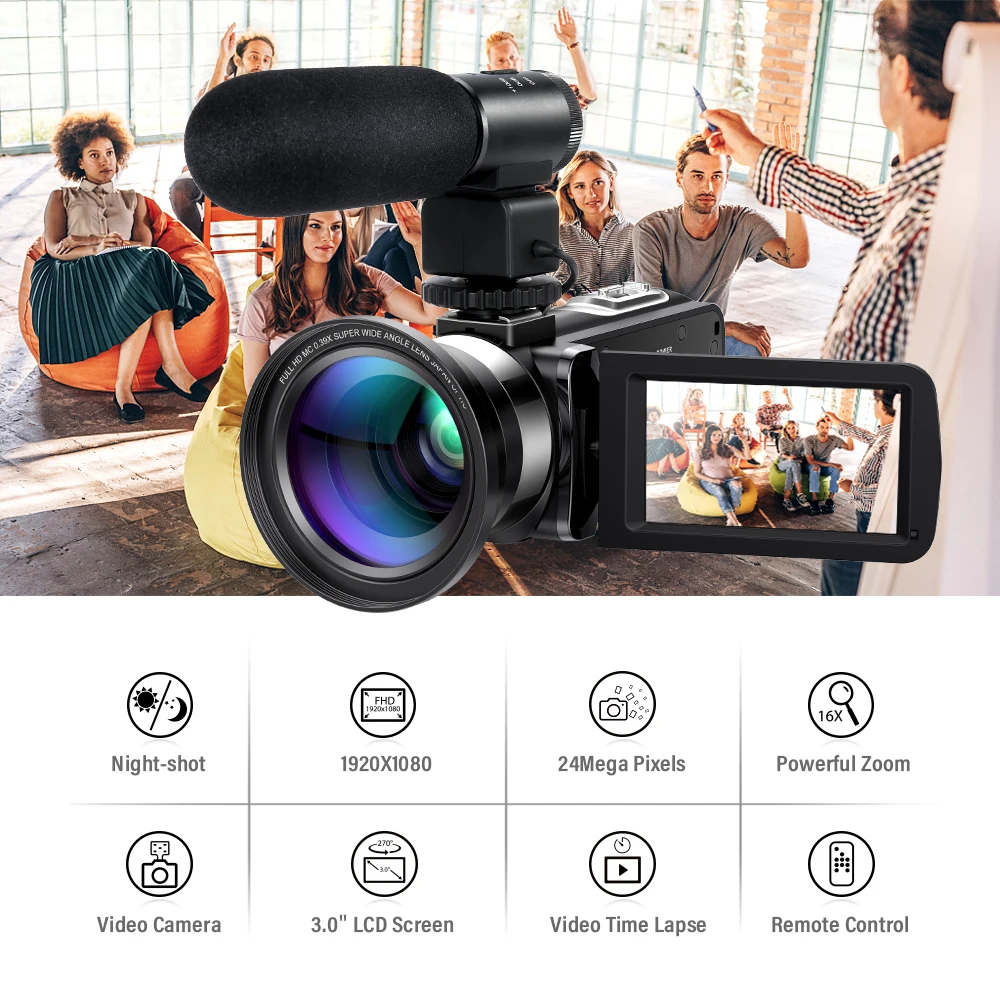 Andoer FHD 1080P Портативная инфракрасная камера с ночным видением вращающаяся на 3 0