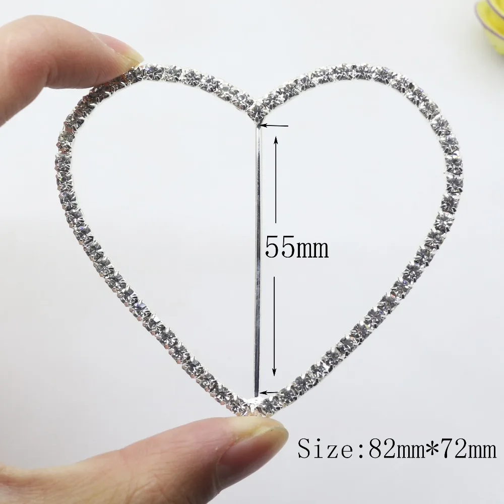 

5pcs 82*72MM large Heart-shaped Rhinestone Buckle Diamante Crystal Slider DIY Craft supplies Wedding Invitation card Decoration