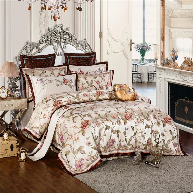 Роскошный вышитый атласный жаккардовый шелк/хлопок европейский Свадебный