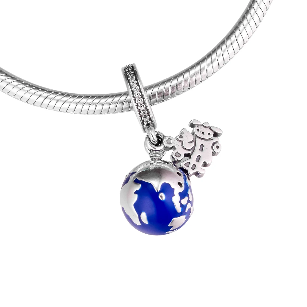 CKK Silver 925 Jewelry Fits Pandora Bracelets Mickey Globe Charm Beads Original Sterling Making | Украшения и аксессуары
