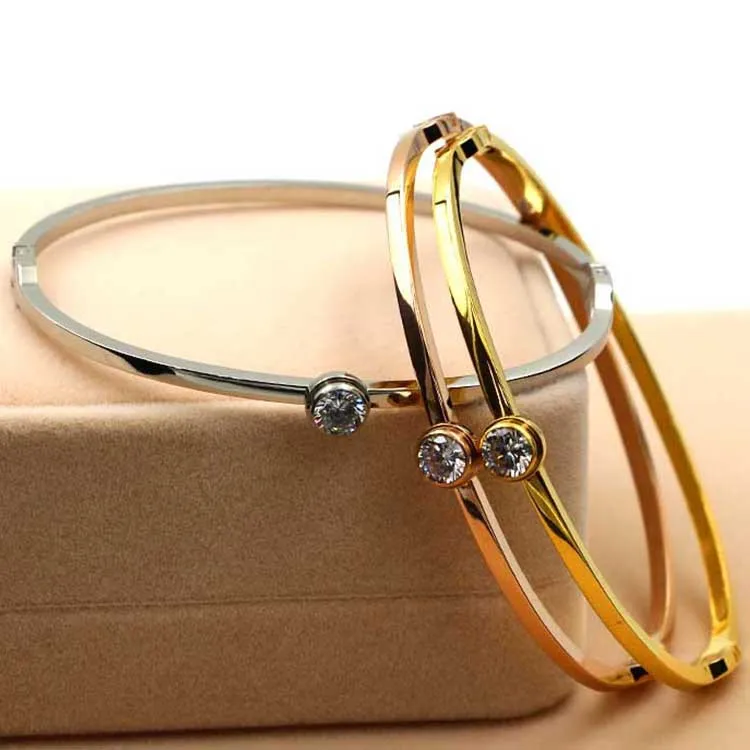 Модный роскошный браслет из нержавеющей стали цвета розового золота с