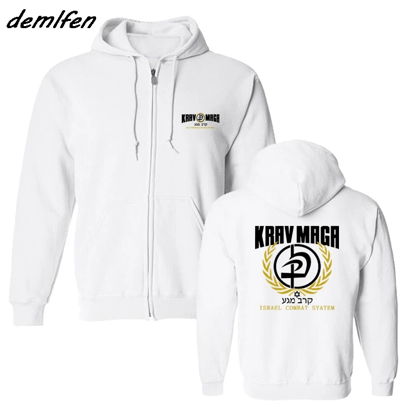white Весенне-осенняя модная мужская флисовая толстовка с капюшоном Новинка krav Maga Israel Combat system Самозащита IDF Martials толстовка с капюшоном куртка - Цвет: white