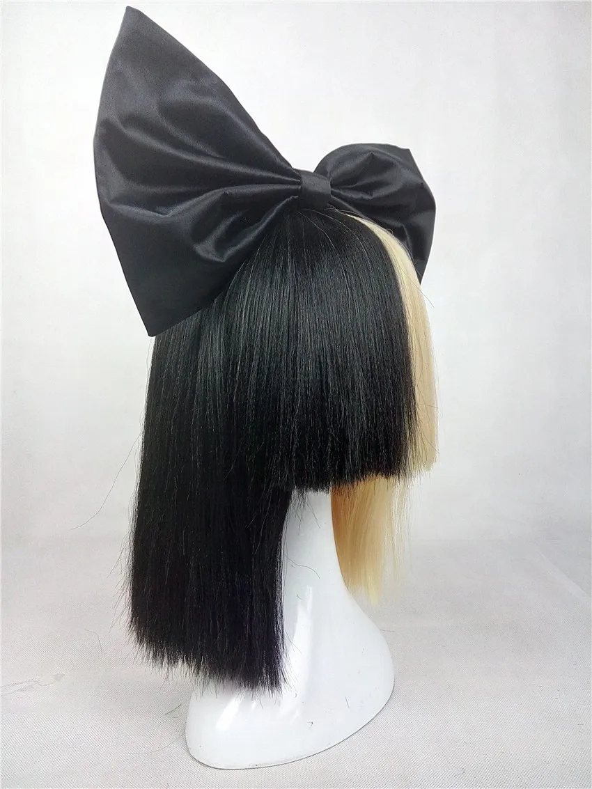 Sia Alive This Is Acting Half Black And Half Light Blonde закрывает глаза и нос термостойкие волосы Косплей Костюм парик