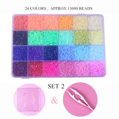 2.6 MM SET2 13000 шт. 2,6 мм Perler Beads Обучающие игрушки 24 цвета/коробка бусины Хама 3D Пазлы игрушка для головоломка для детей игрушки Brinquedo - Цвет: 2.6 MM SET2