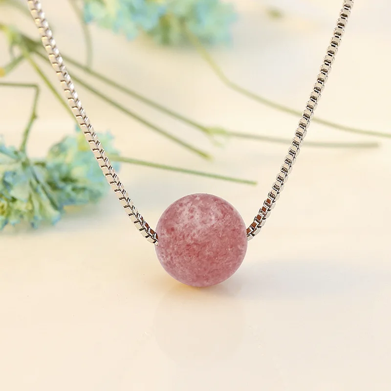 

FENGLI Elegant Lady Pink Round Necklace Female Chain Jewelry Simple Pendant Necklaces for Women Choker