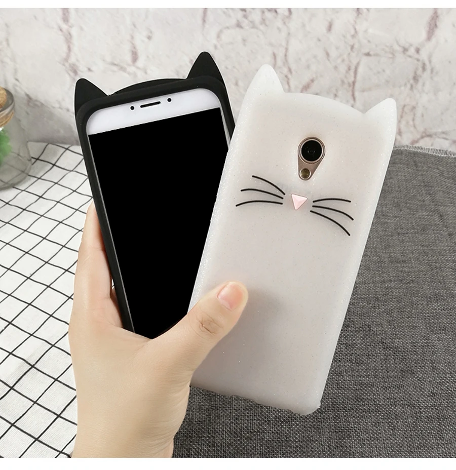 Милые 3D мультфильм борода кошка Китти блеск чехол для телефона для Meizu M6s mblu S6 M5C M5s M3 M5 M6 Примечание Мягкий силиконовый чехол Fundas Coque