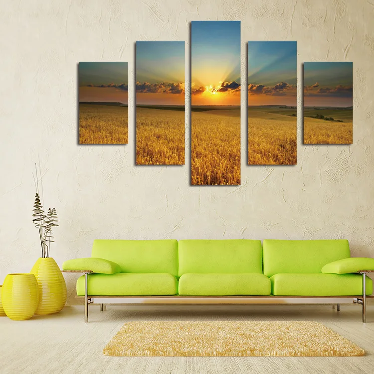 5 шт. картины на холсте с изображением золотого пшеничного поля|5 piece canvas art|canvas artwall