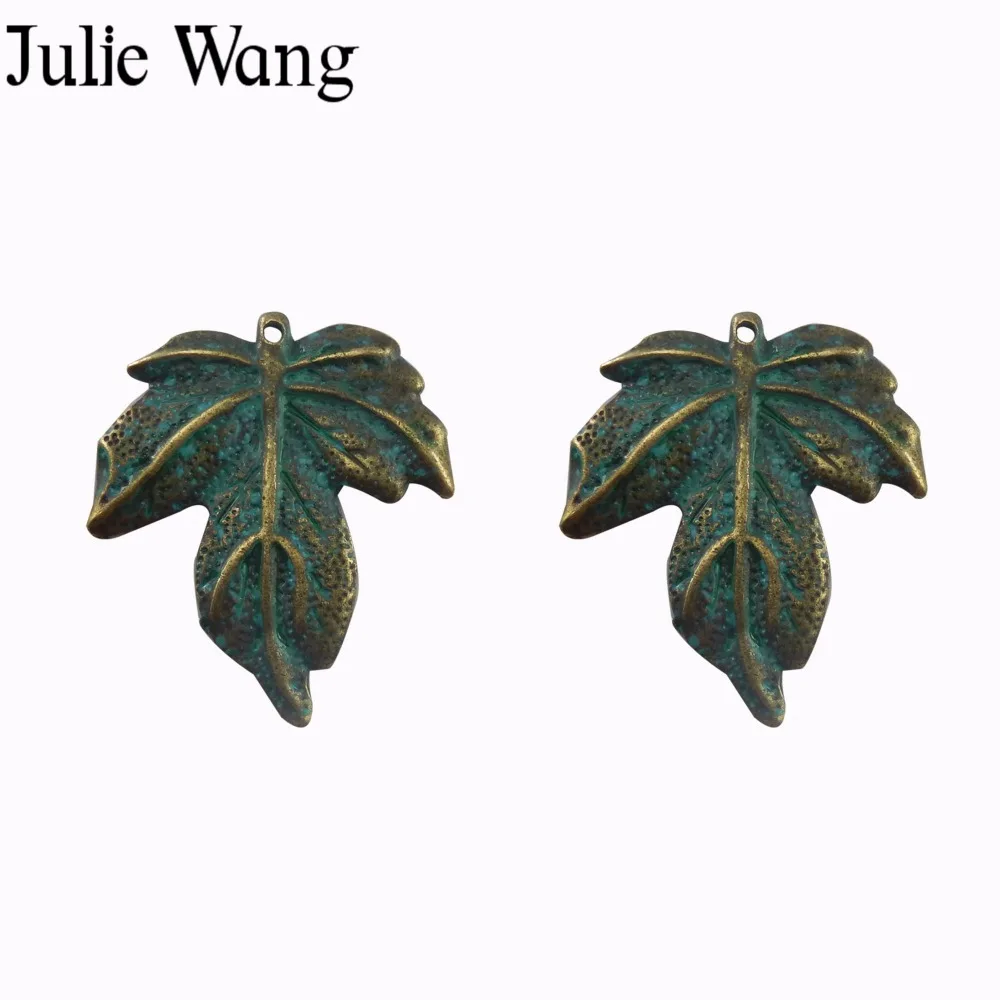 Julie Wang 5 шт. сплав античная зеленая бронза большие листья очаровательные ожерелья