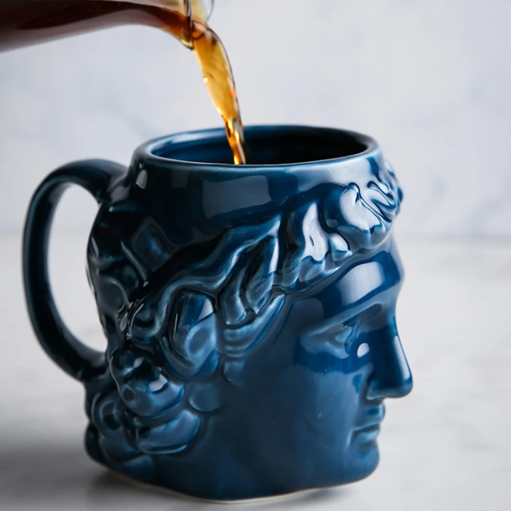 1 Pcs 3D Style Sculpture Ceramic Mug Coffee Tea Milk Drinking Cups Coffee Mug for Office Novelty Gift David Mug