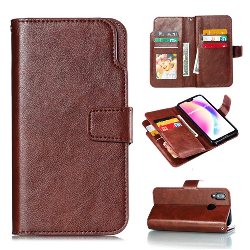 brown Кожаный чехол-портмоне для телефона чехол для Huawei P9 P10 P20 P30 MATE 10 20 LITE рro P-SMART мобильного телефона кронштейн панели кармашек для банковских карт чехол-книжка - Цвет: brown