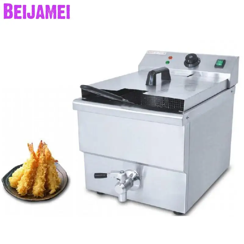 

BEIJAMEI 8LFE Высококачественная Коммерческая однотанковая электрическая фритюрница для картофельных чипсов, электрическая фритюрница для фри...