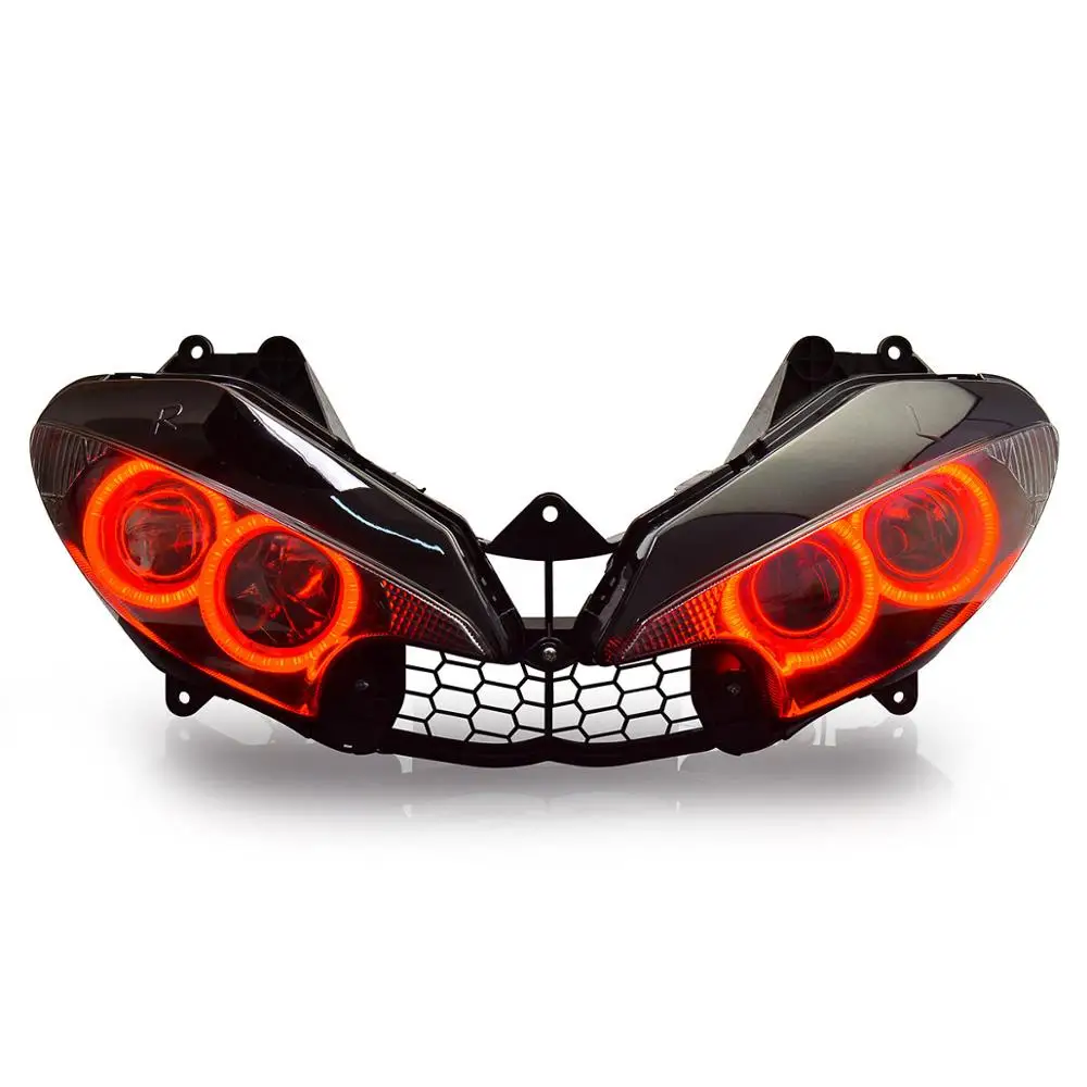 Передние фары KT для мотоцикла Yamaha R6 2003 2004 2005 Глаз ангела Глаз демона HID Проектор Красный - Цвет: Red Demon Eye