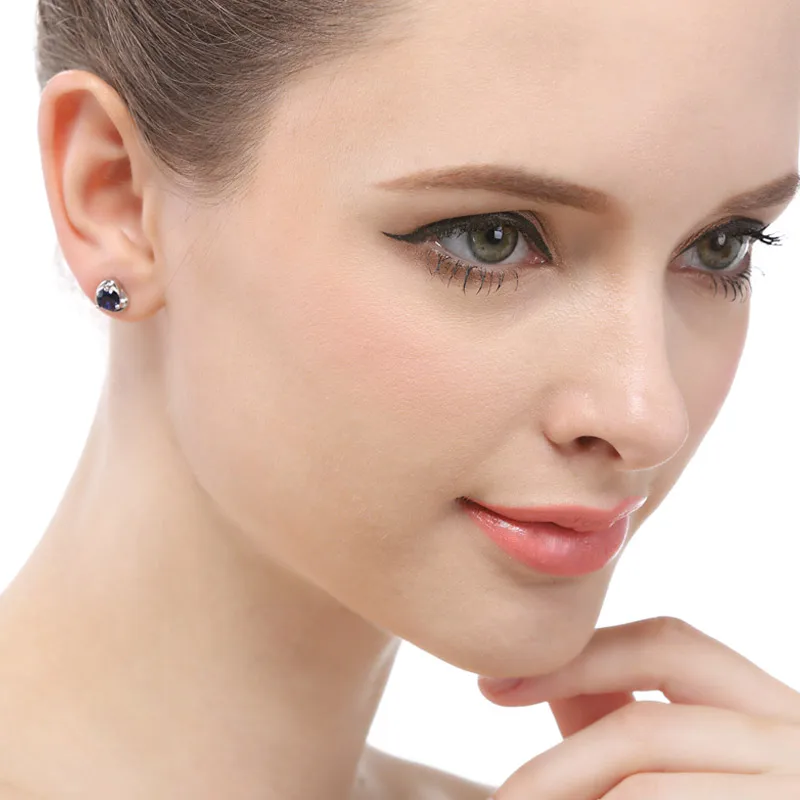 Серьга для Для женщин White Diamond Ruby Аметист Цветной сердце фигура Циркон 925 пробы