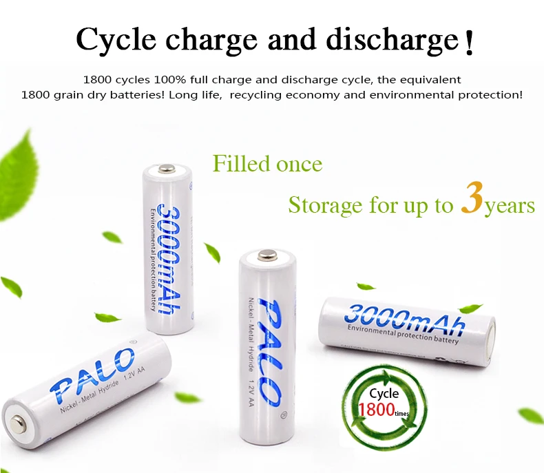 PALO 8 шт. AA батарея 3000mAh 1,2 V Ni-MH AA Аккумуляторы для камеры светодиодный светильник игрушки MP3 mp4 батареи для микрофона
